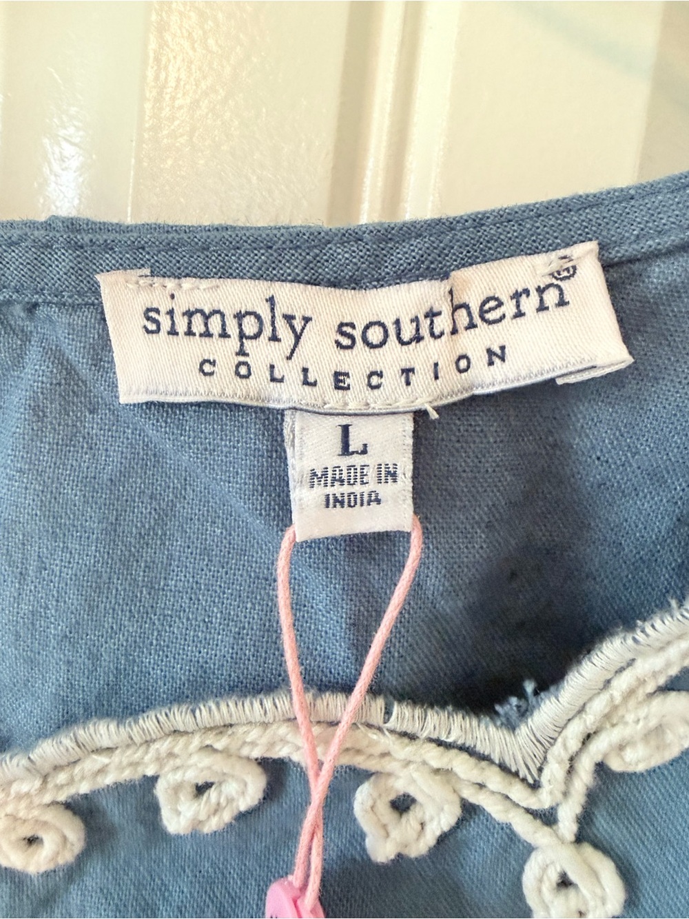 Simply Southern Blue Sleeveless Embroidered Palm Top - Picture 6 of 10